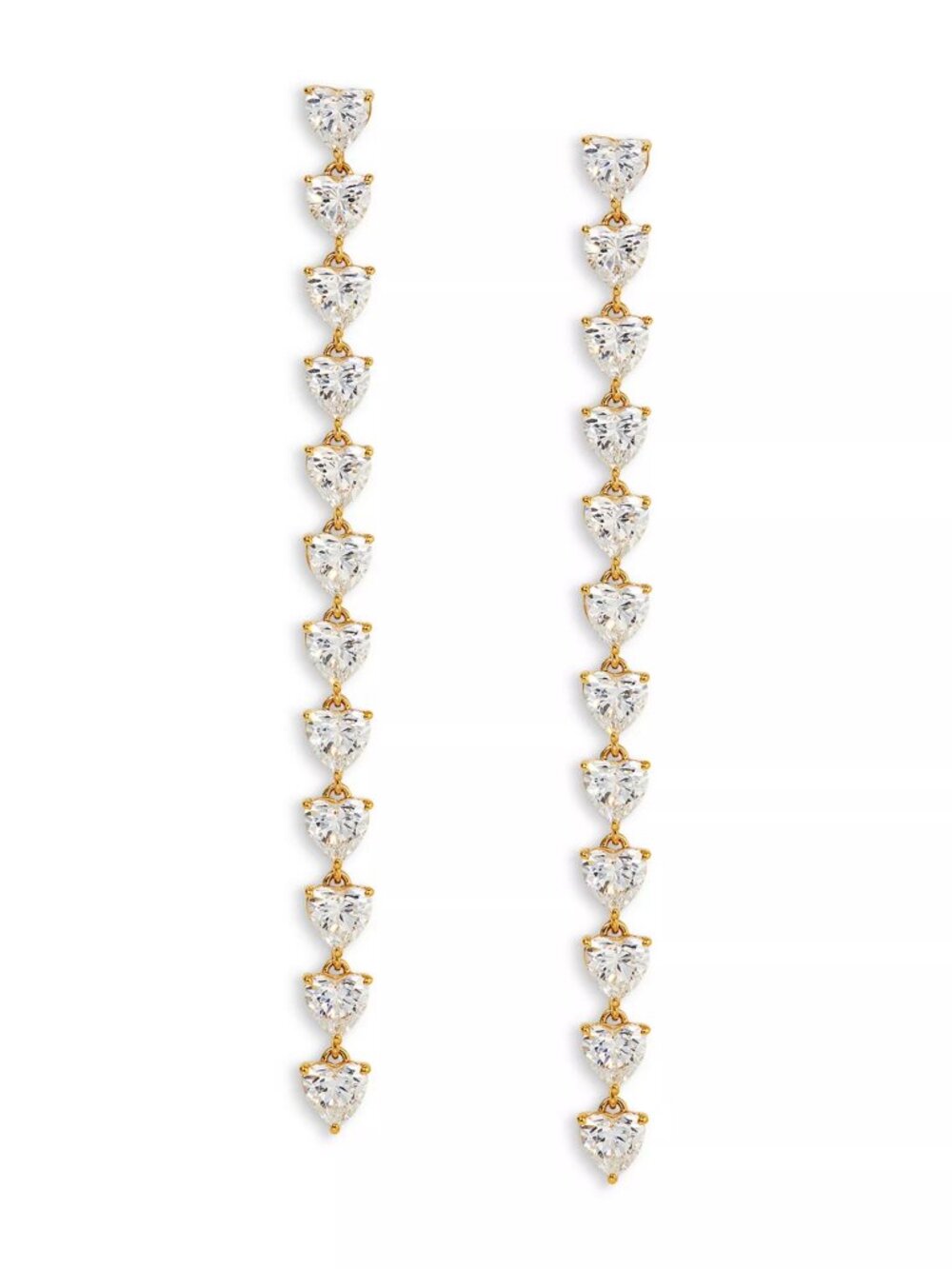 NADRI Real Love Heart Cubic Zirconia Linear Drop Earrings in Gold, New with Tag